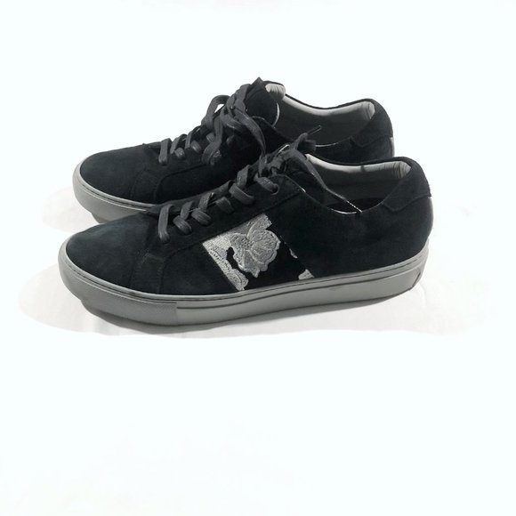 Greats Brooklyn Sneakers Shoes Flats Embroidery Black Suede US 12 Made in ITALY - Picture 5 of 10
